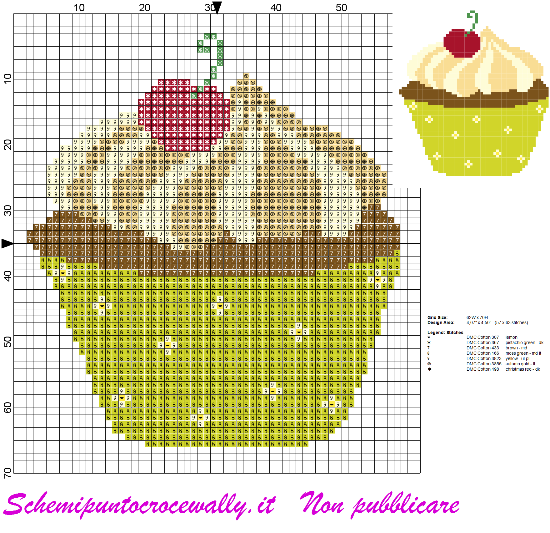 schema punto croce cupcake ciliegia