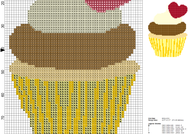 schema punto croce cupcake con cuoricino