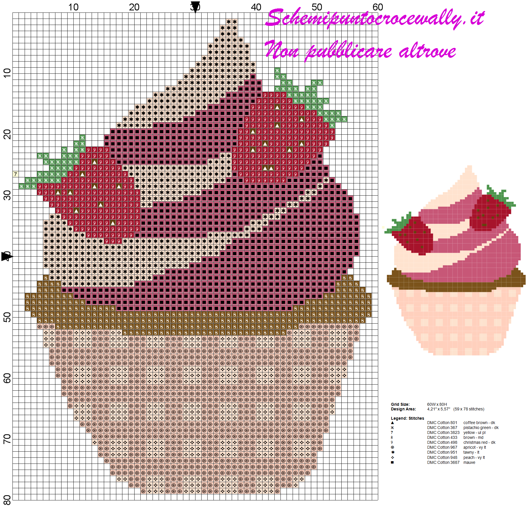 schema punto croce cupcake con fragole