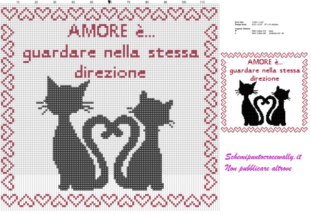 schema punto croce gattini innamorati amore è guardare nella stessa direzione