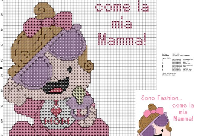 schema punto croce gratis bambina fashion come la mamma