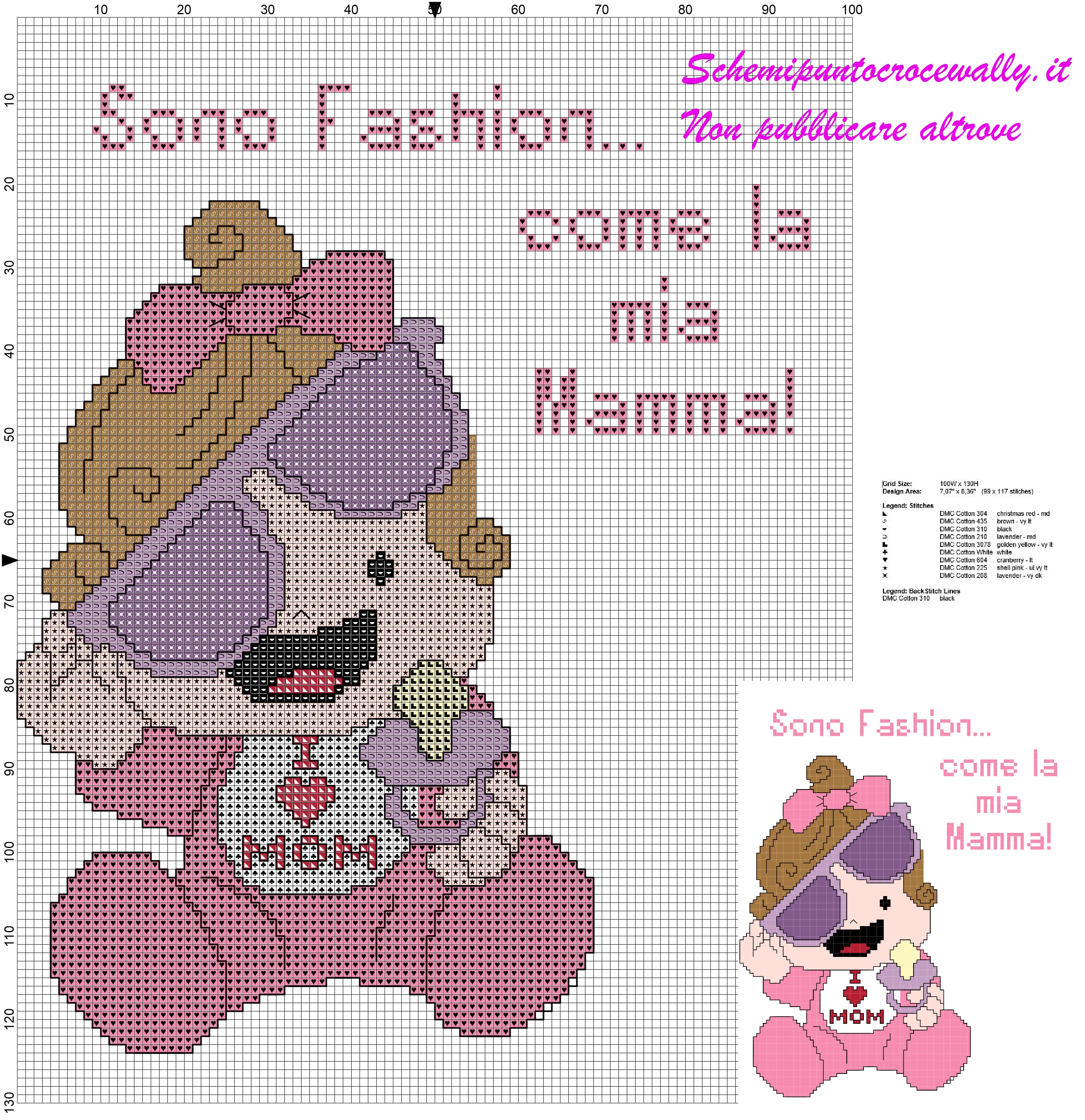 schema punto croce gratis bambina fashion come la mamma