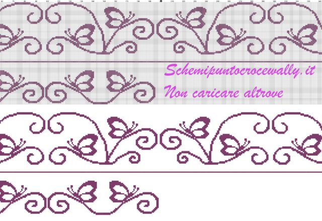 schema punto croce gratis per asciugamani farfalle monocolore