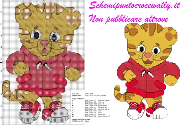 schema punto croce gratis per bambini daniel tiger