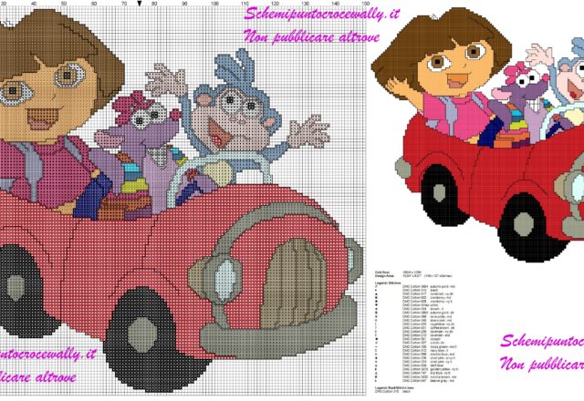 schema punto croce gratis per bambini dora l’ esploratrice