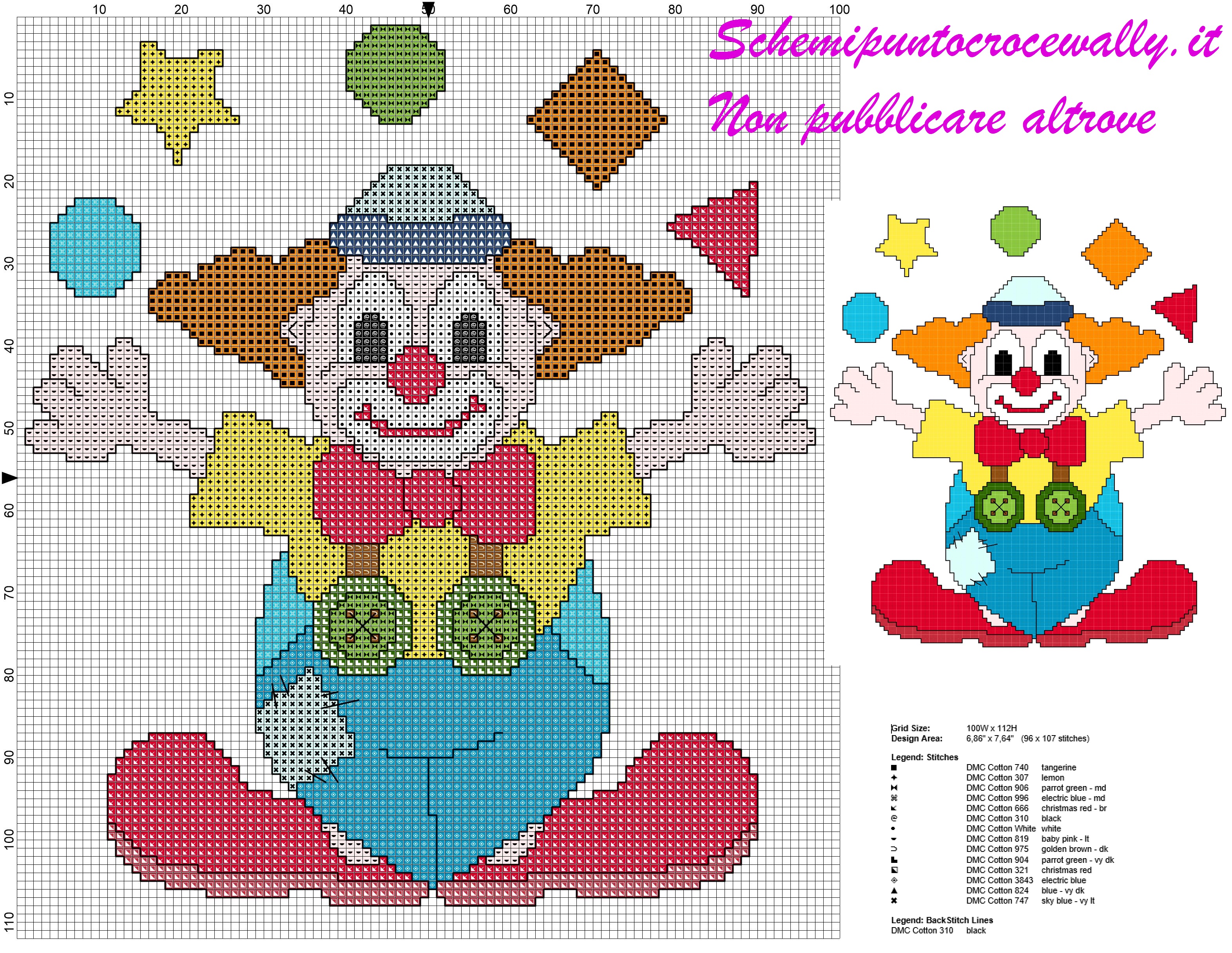 schema punto croce gratis per bambini pagliaccio giocoliere