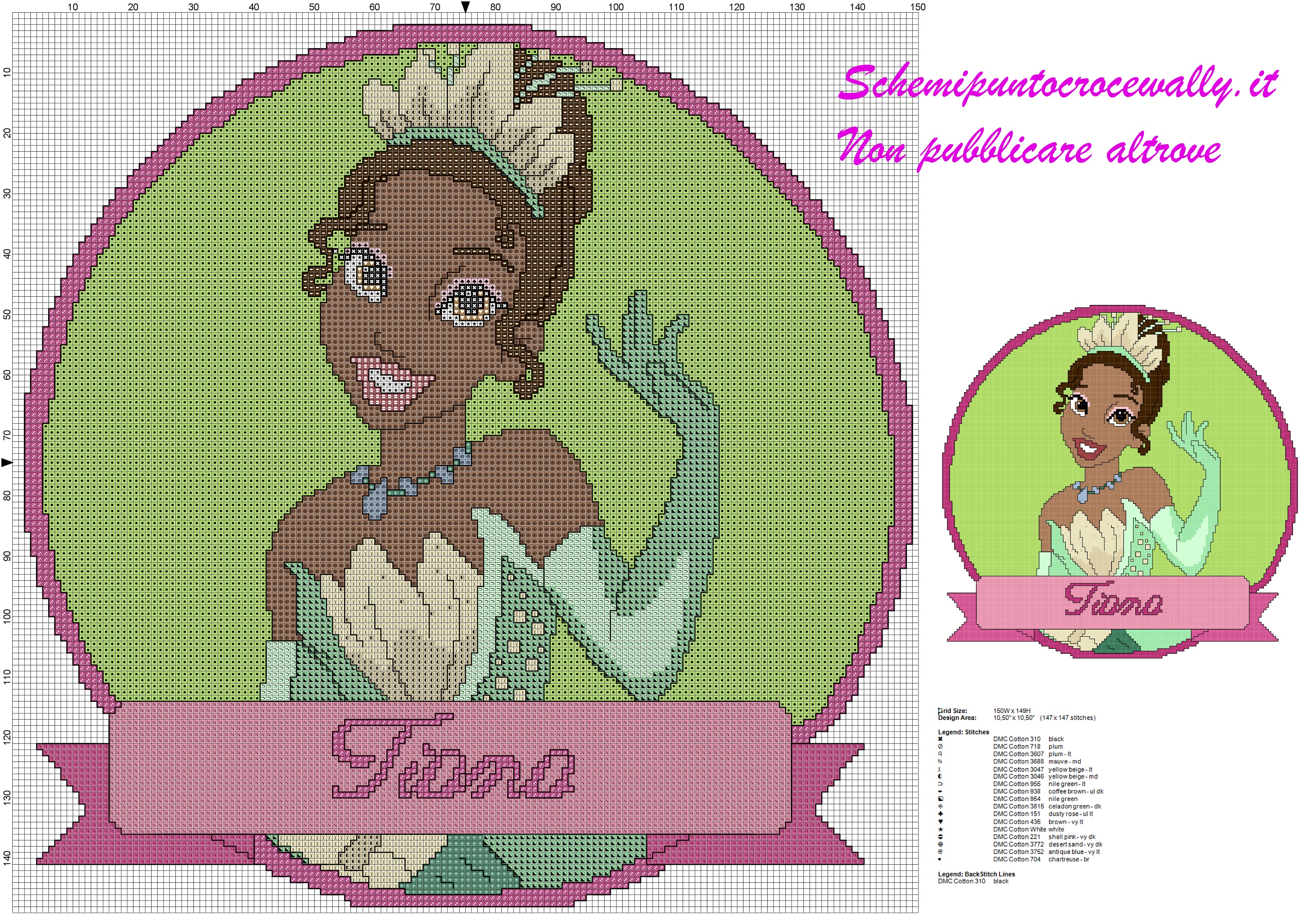 schema punto croce gratis principesse disney tiana per cuscino