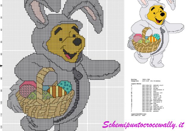 schema punto croce gratis winnie the pooh vestito da coniglietto pasquale