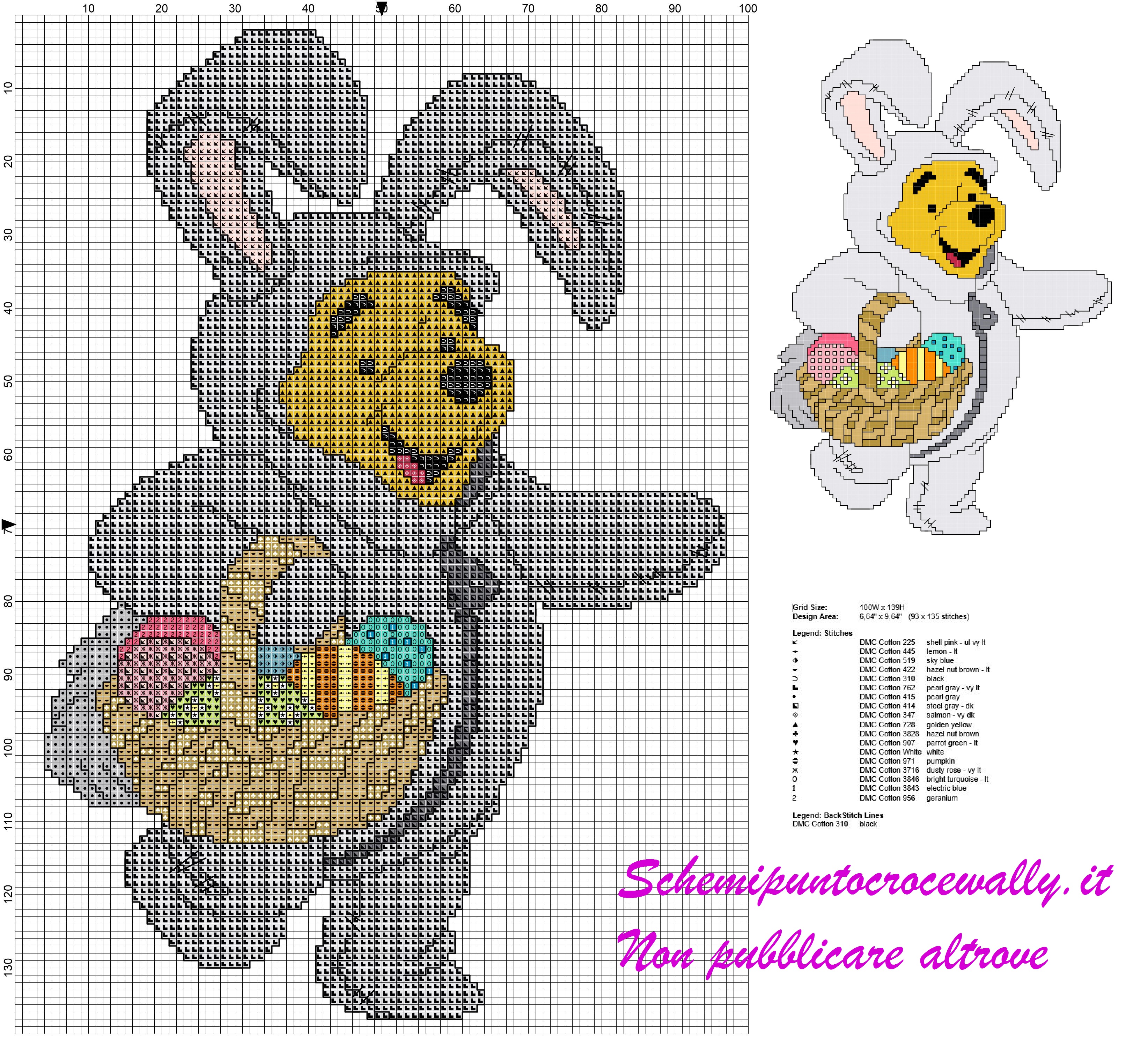 schema punto croce gratis winnie the pooh vestito da coniglietto pasquale