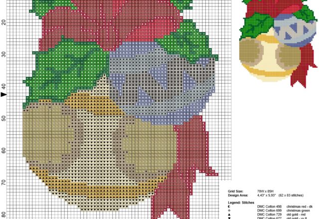 schema punto croce natalizio con sfere per albero di natale