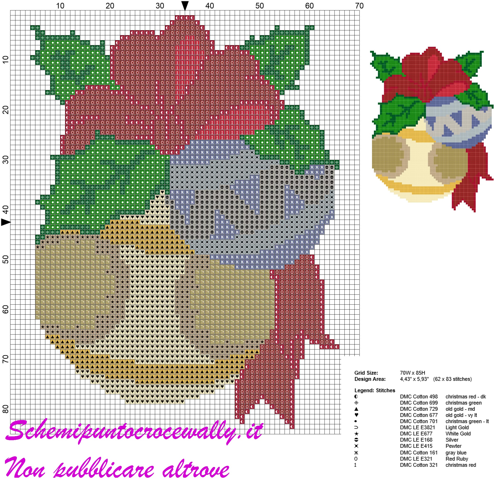 schema punto croce natalizio con sfere per albero di natale