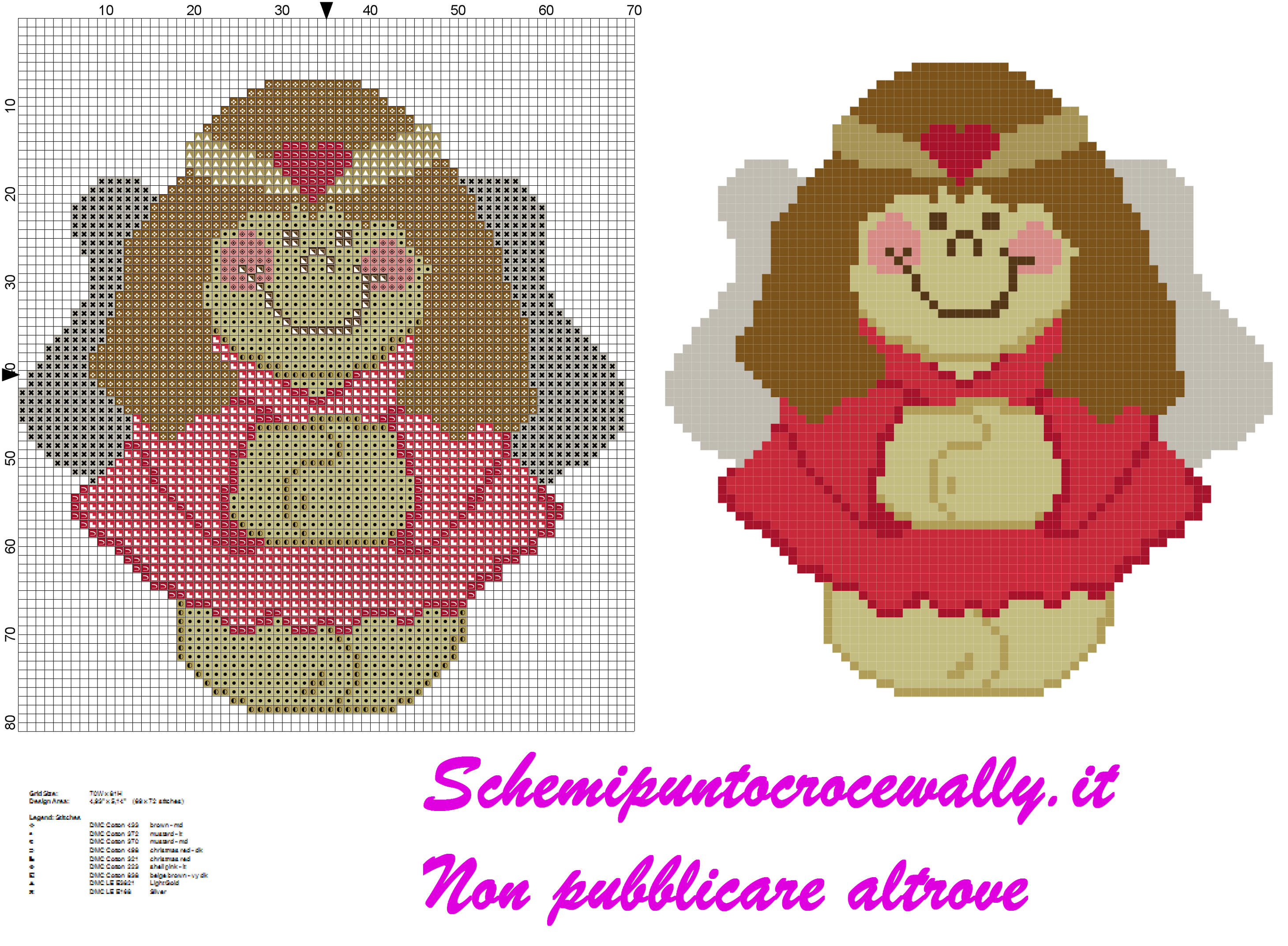 schema punto croce natalizioso grazioso gingerbread angioletto