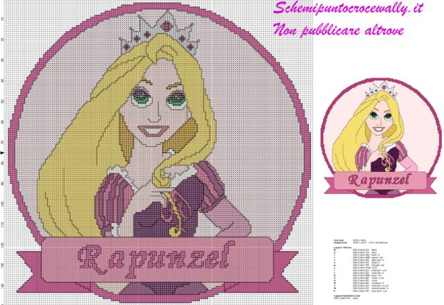 schema punto croce principesse disney rapunzel