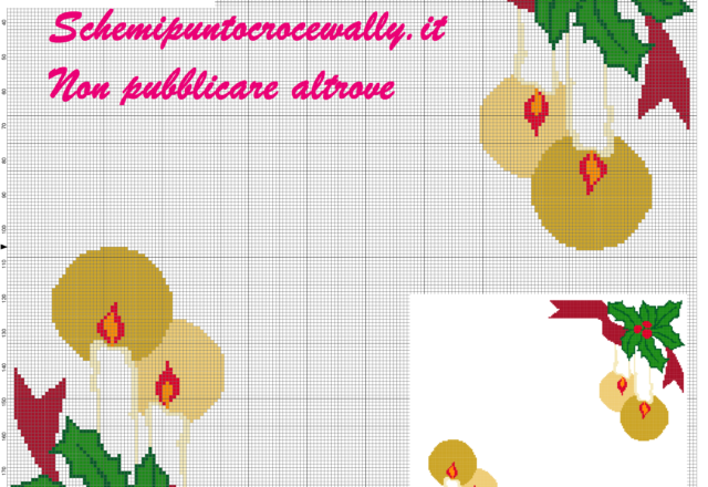 schema punto croce tovaglietta natalizia con candela