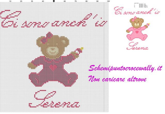 serena ci sono anch’ io schema punto croce orsetta con tutina