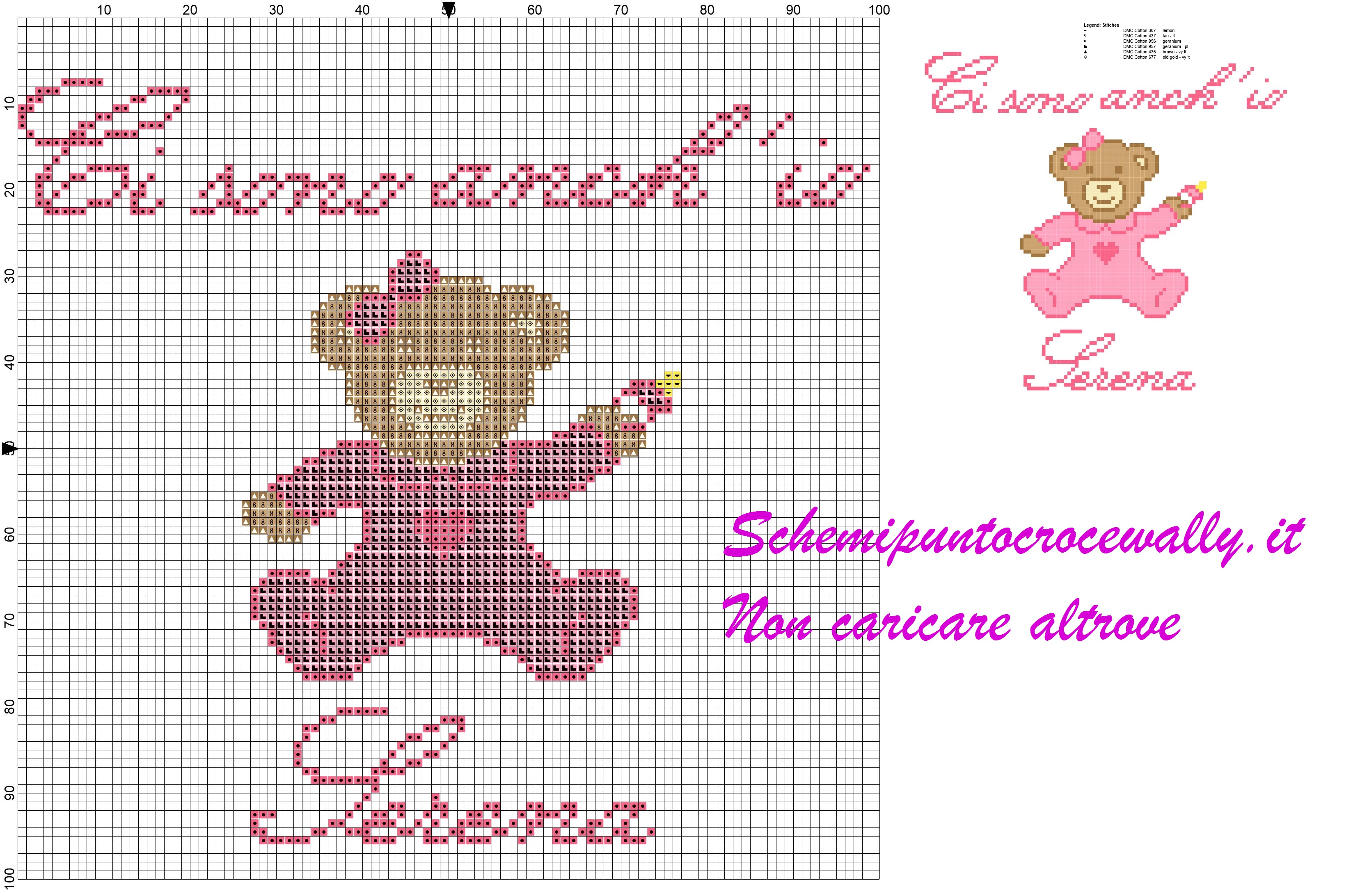 serena ci sono anch’ io schema punto croce orsetta con tutina
