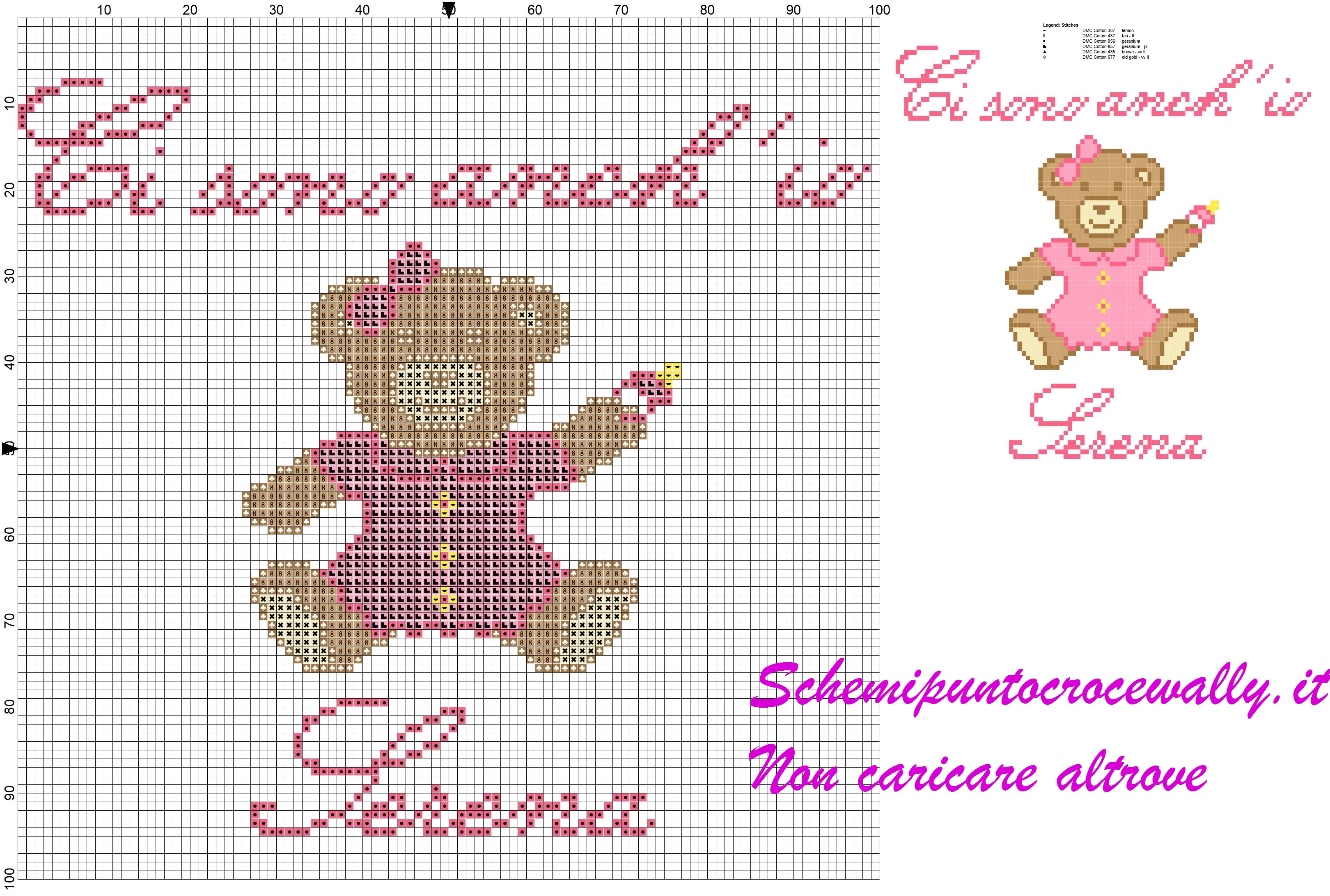 serena ci sono anch’ io schema punto croce orsetta con vesrtitino