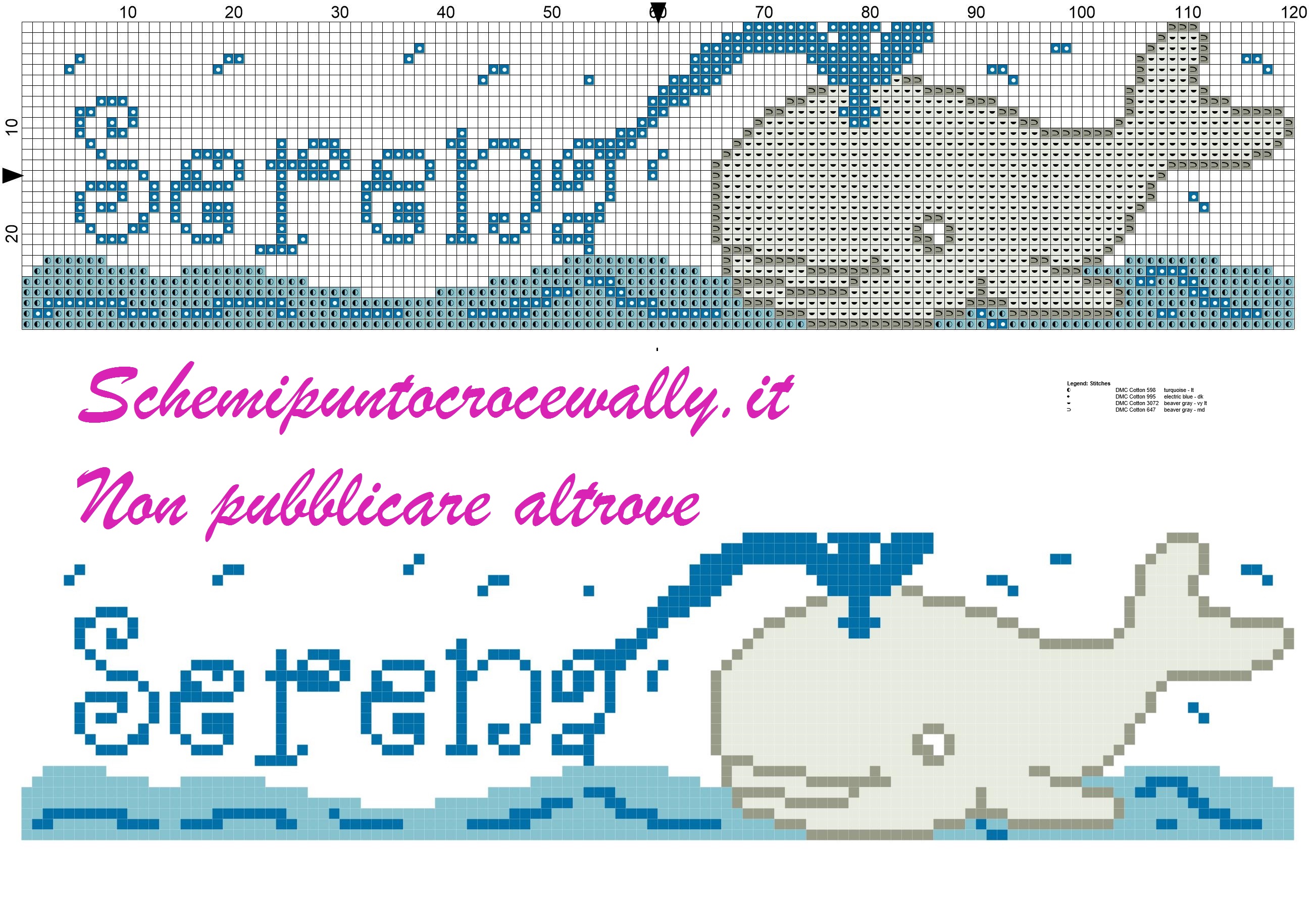 serena con balena schema punto croce