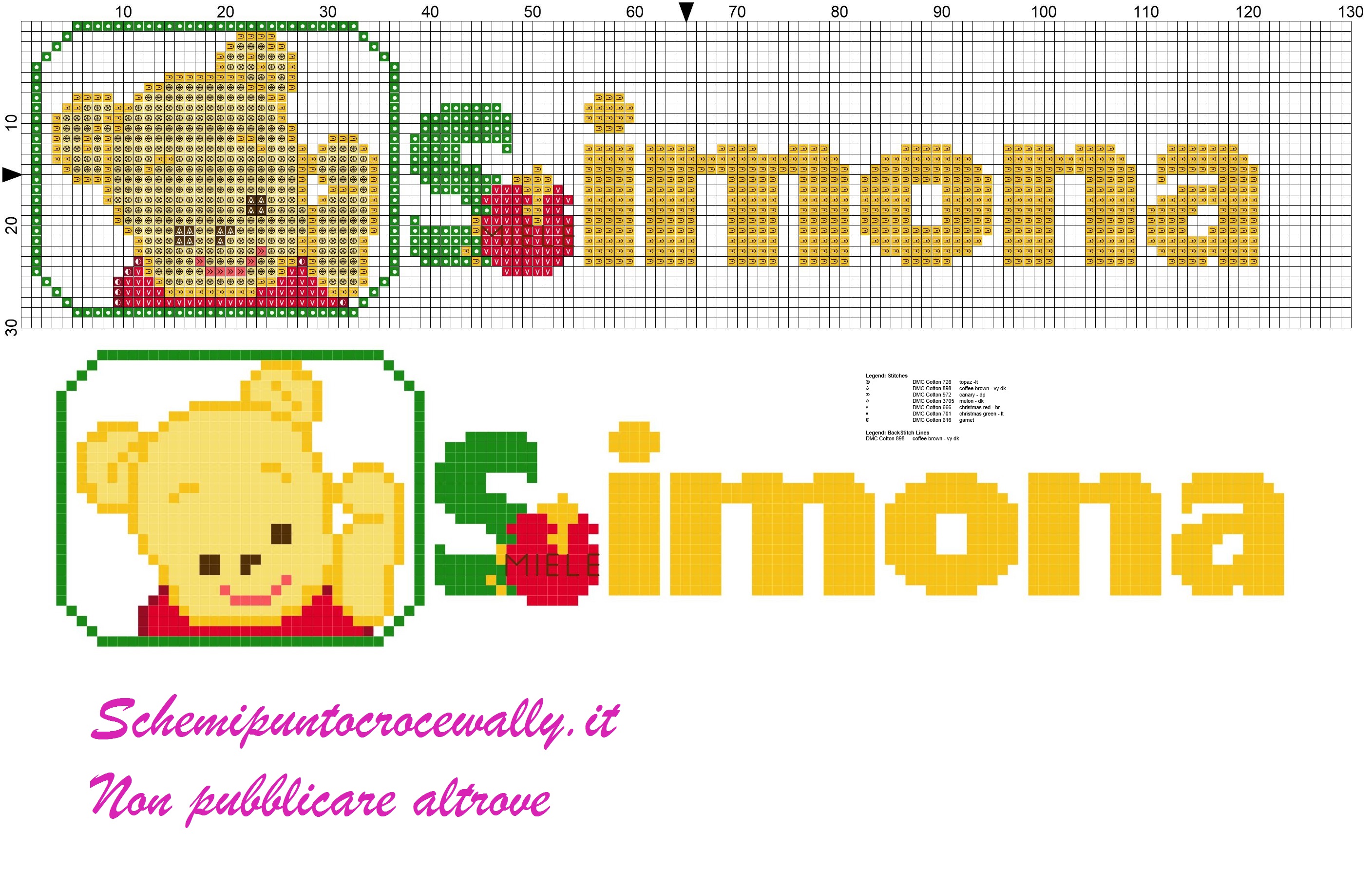 simona nome con baby winnie the pooh schema punto croce