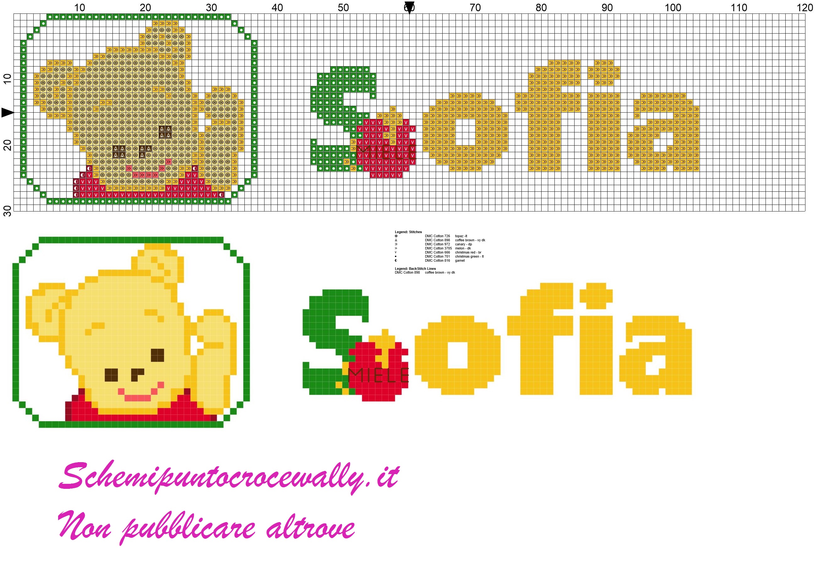 sofia nome con baby winnie the pooh schema punto croce