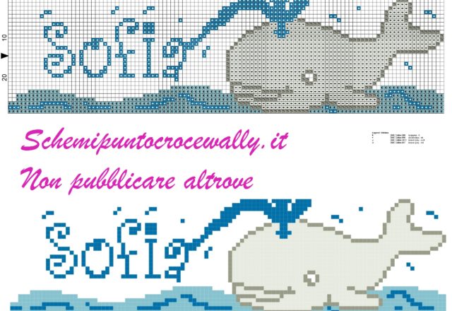 sofia nome con balena schema punto croce