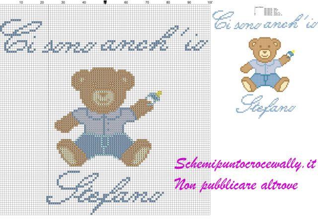 stefano ci sono anch’ io schema punto croce orsetto con jeans