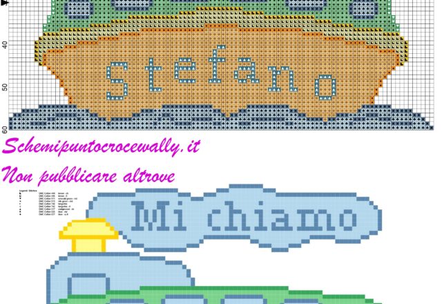 stefano nome con nave schema punto croce