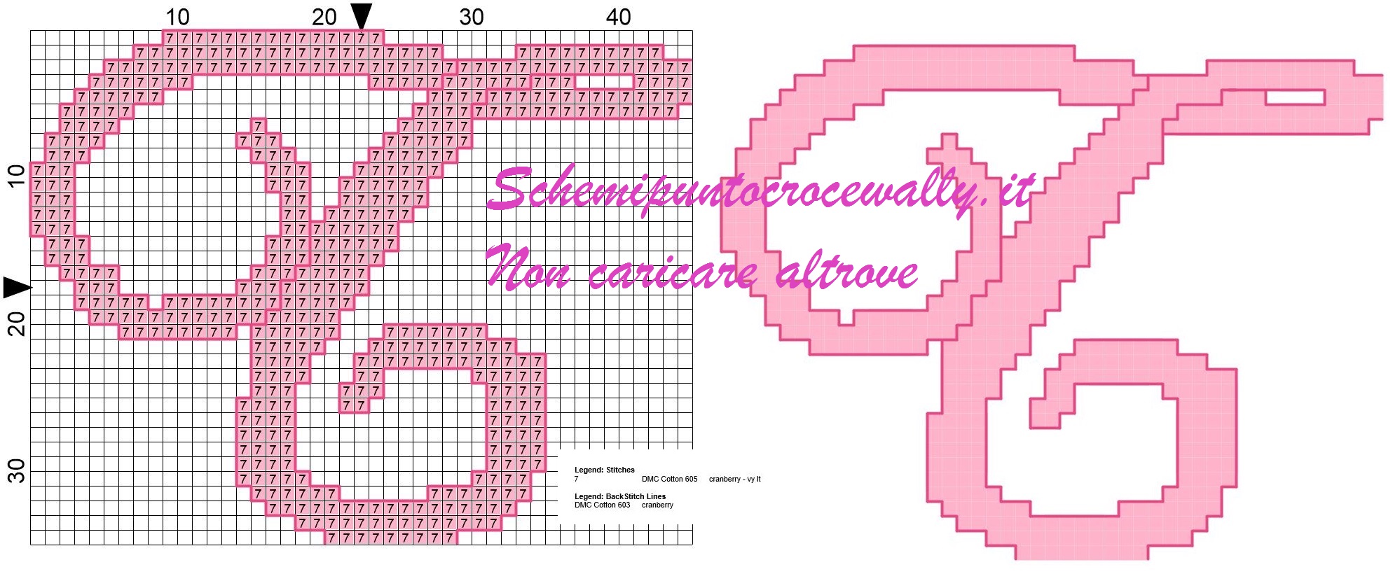 t iniziale schema punto croce