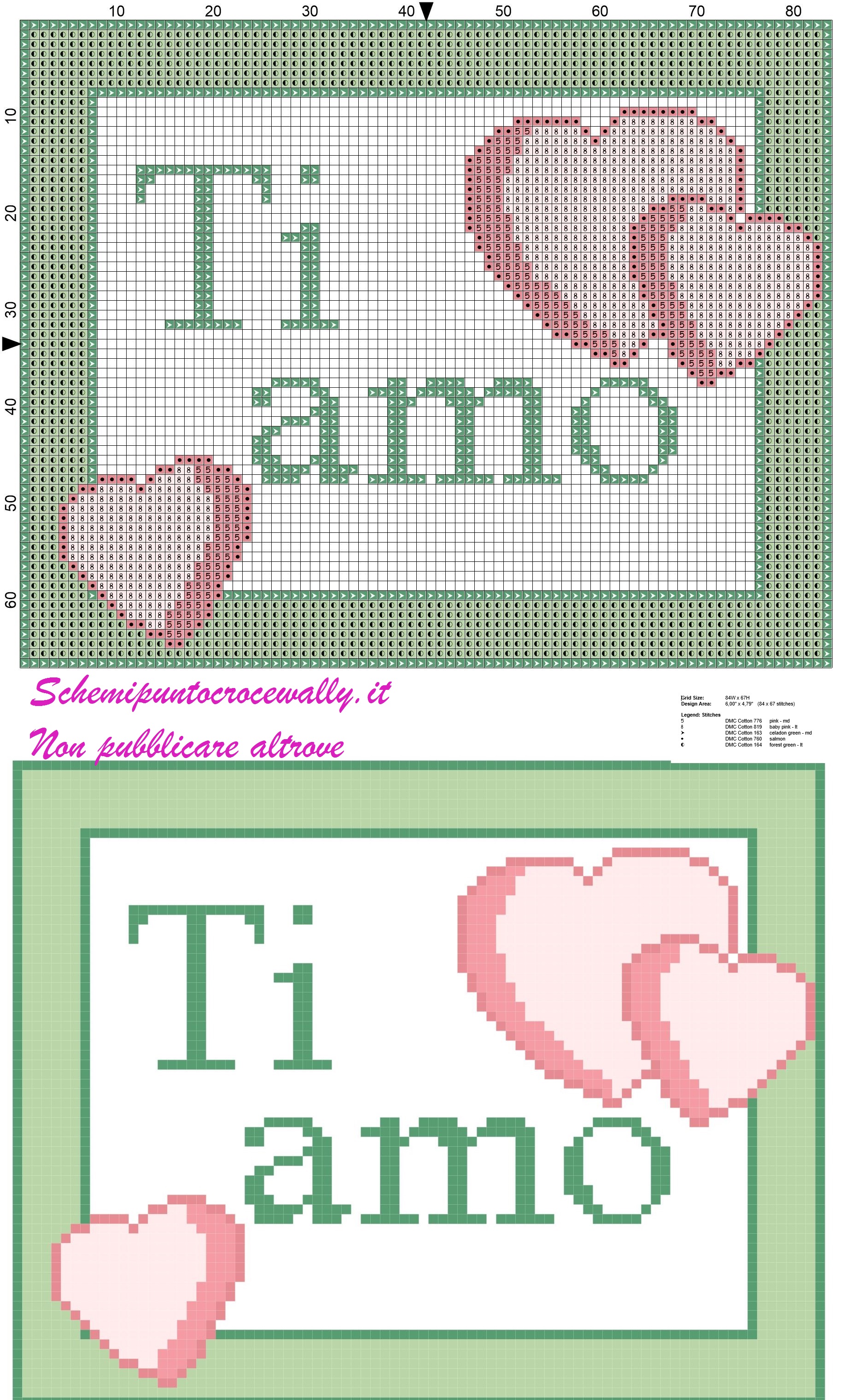 ti amo schema punto croce