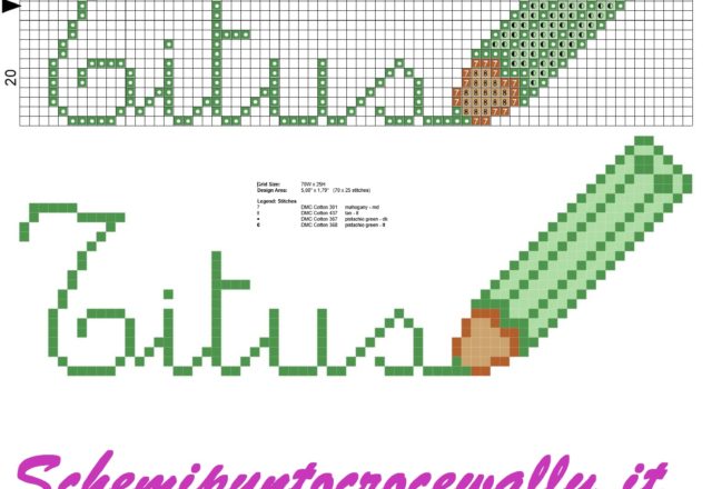 titus nome con matita colorata schema punto croce