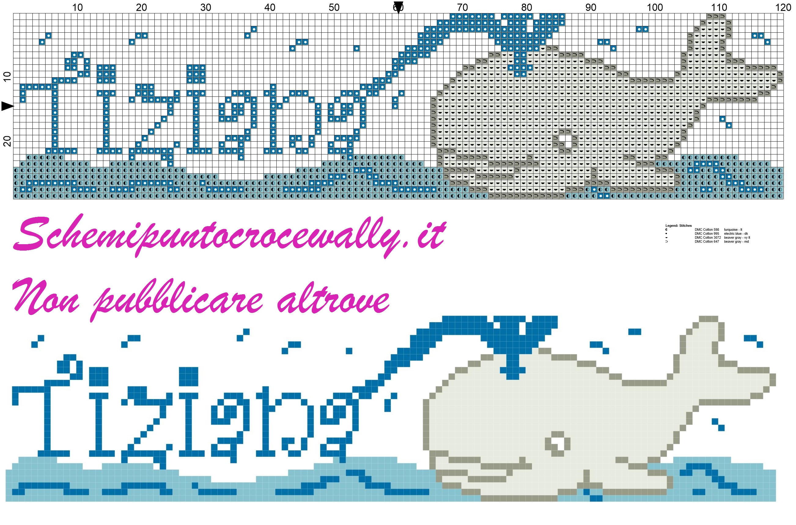 tiziana nome con balena schema punto croce