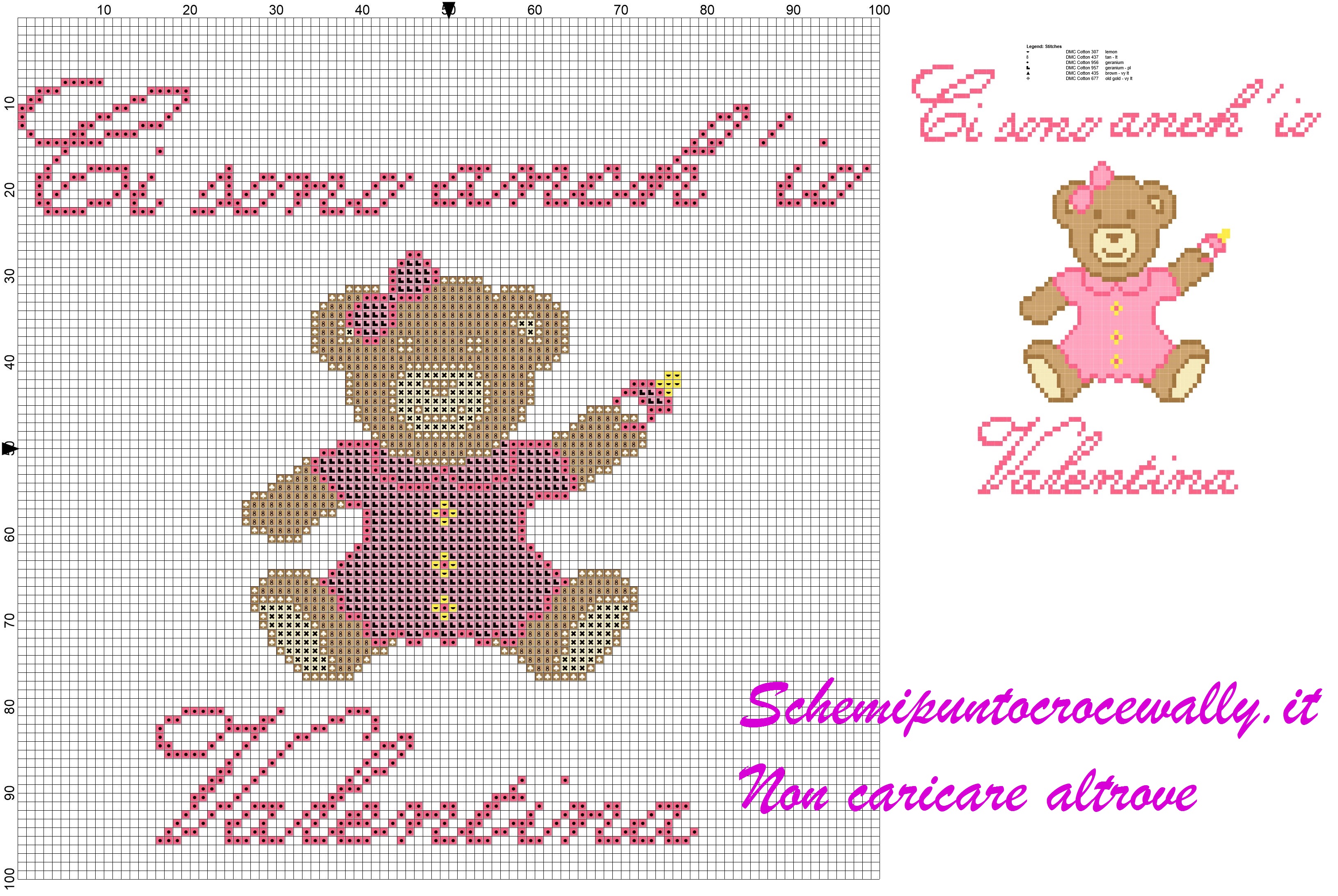 valentina ci sono anch’ io schema punto croce orsetta con vestitino