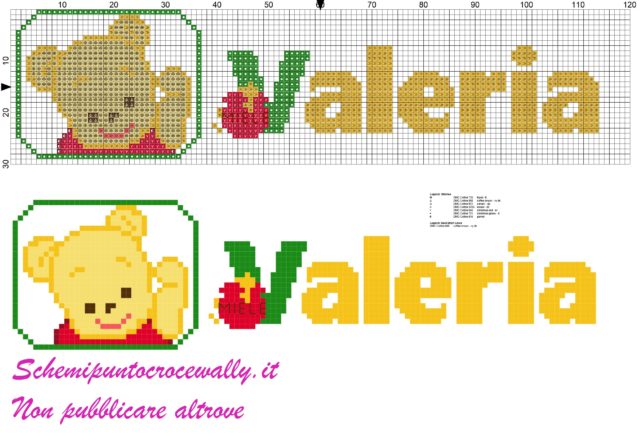 valeria nome con baby winnie the pooh schema punto croce