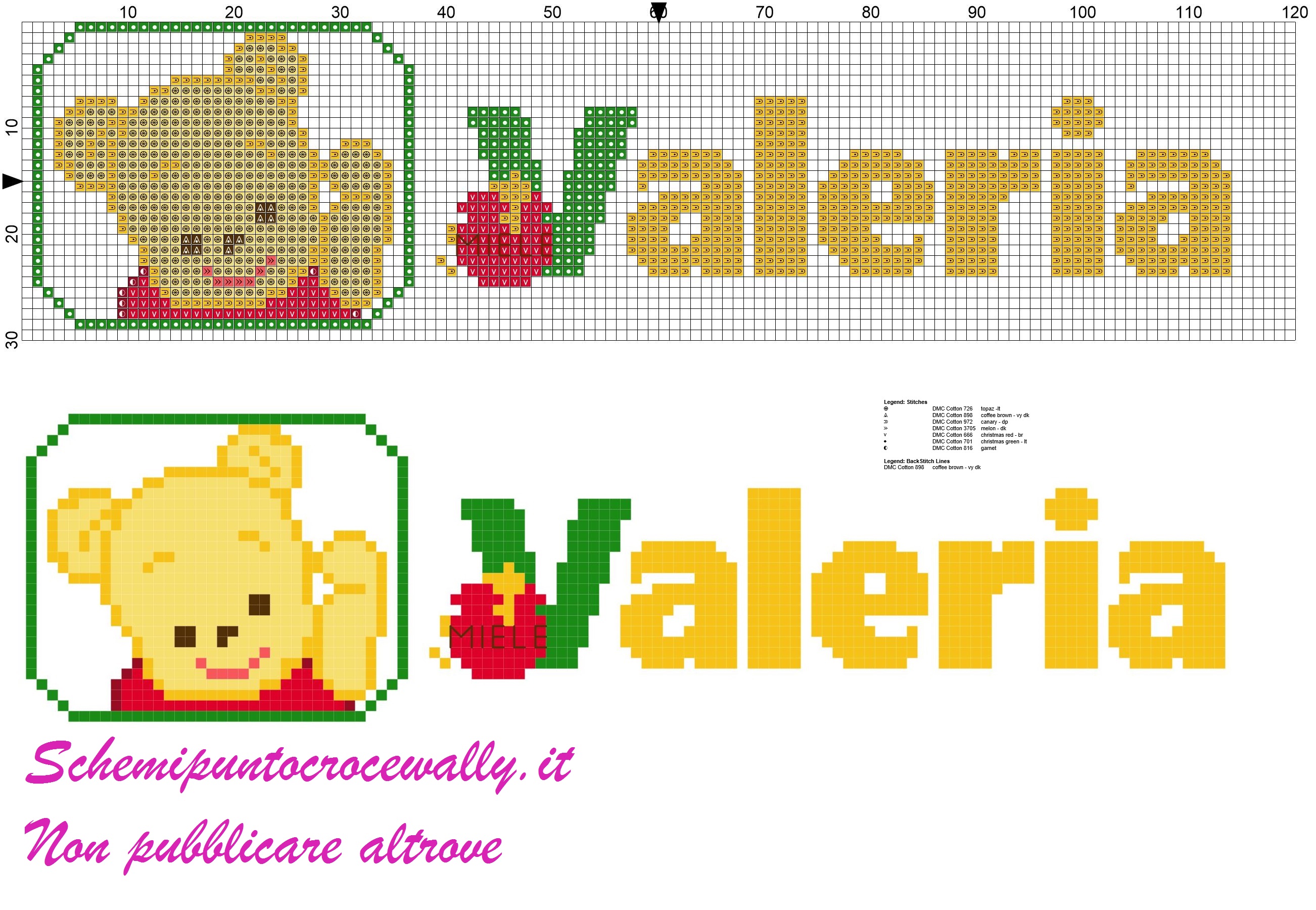 valeria nome con baby winnie the pooh schema punto croce