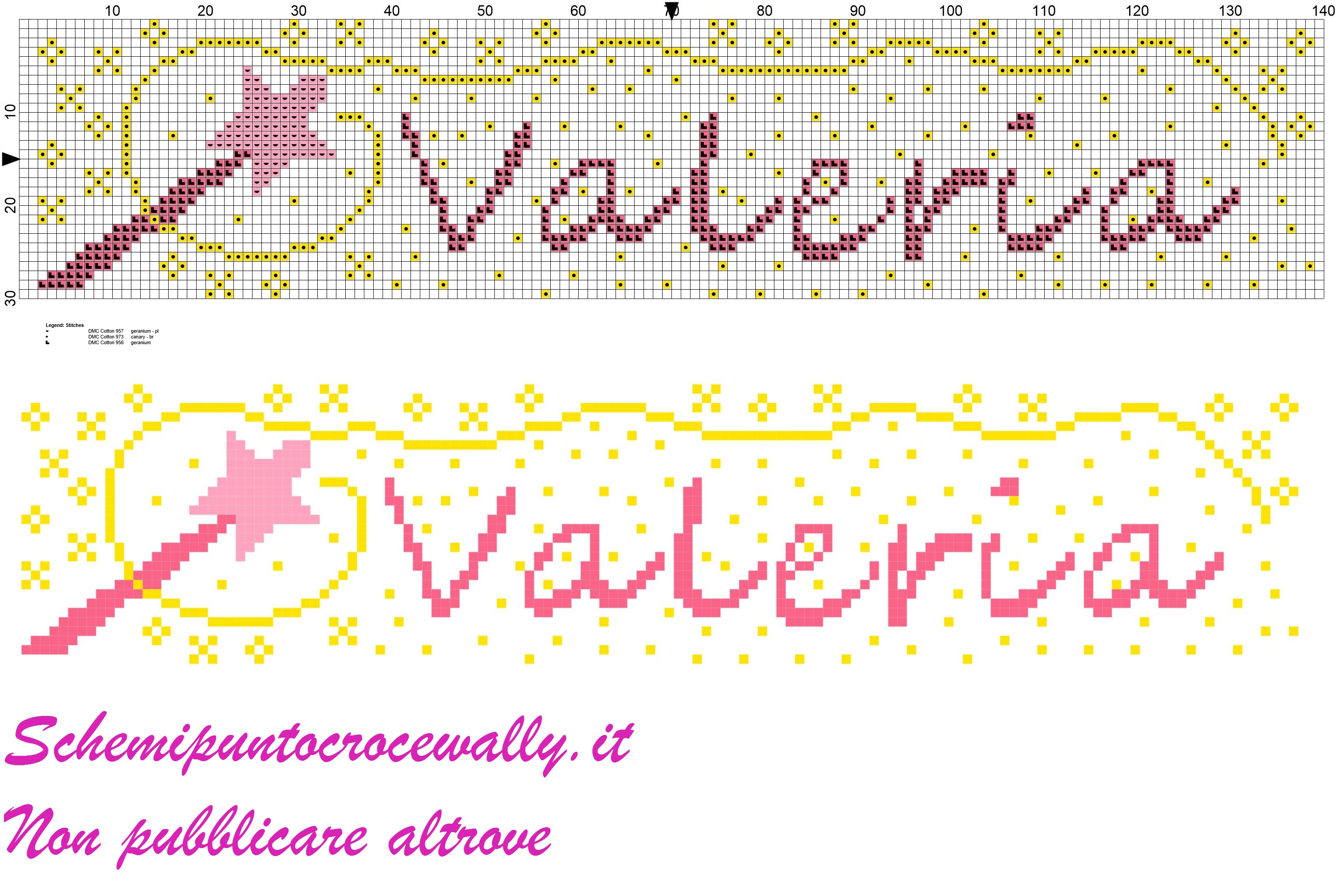 valeria nome con bacchetta magica schema punto croce