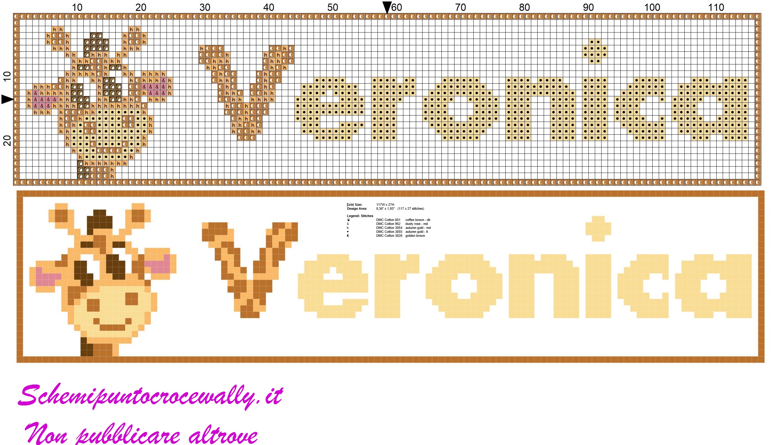 veronica nome con giraffa schema punto croce