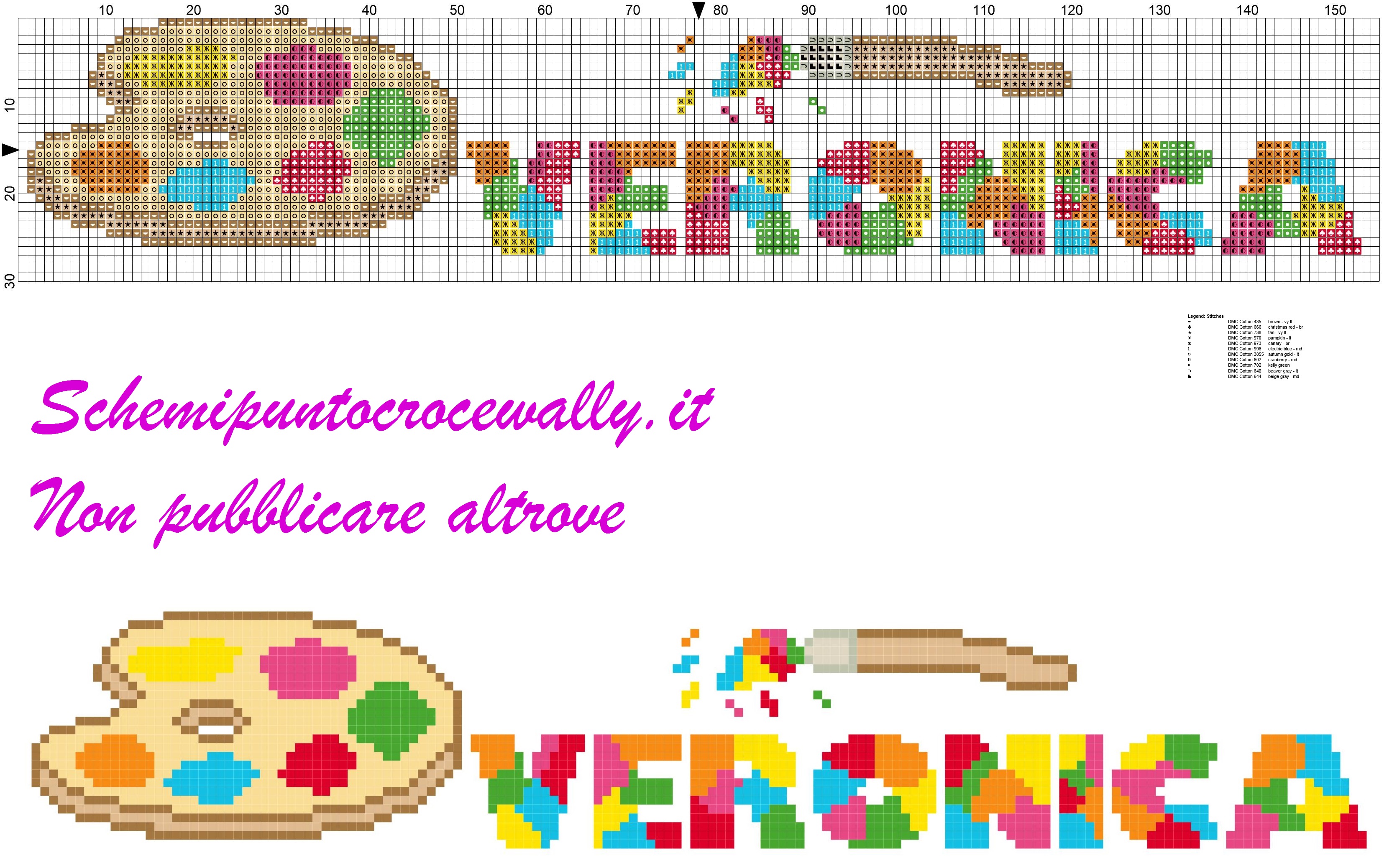 veronica nome con tavolozza e colori schema punto croce