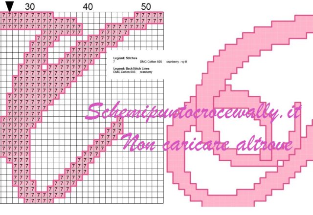 x iniziale schema punto croce